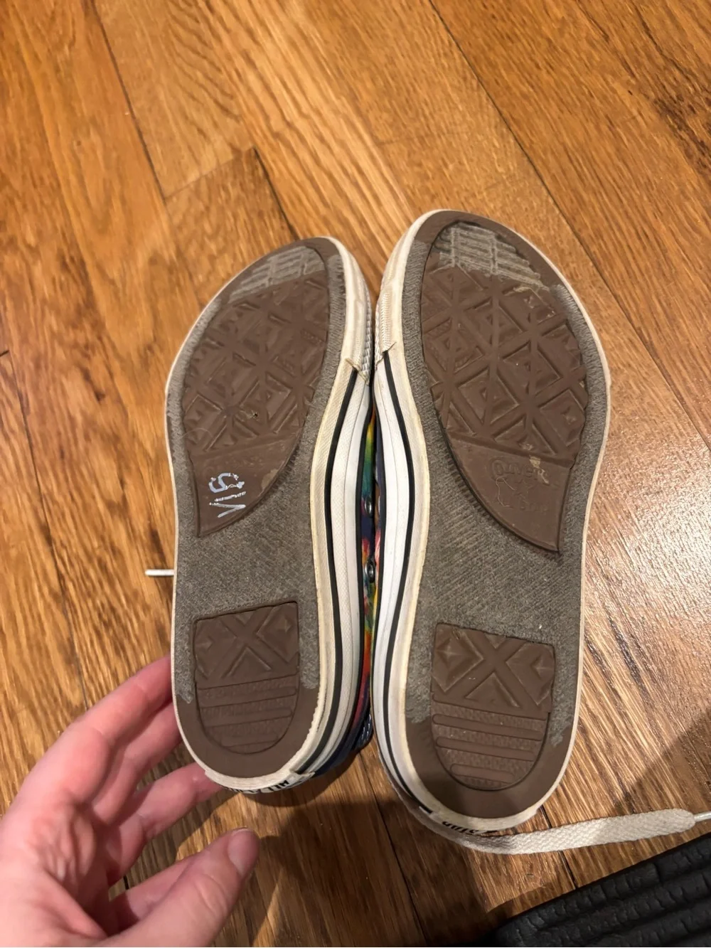 2 pairs of girls Converse Sneakers - Shimmery Teal and tie dye size 2.